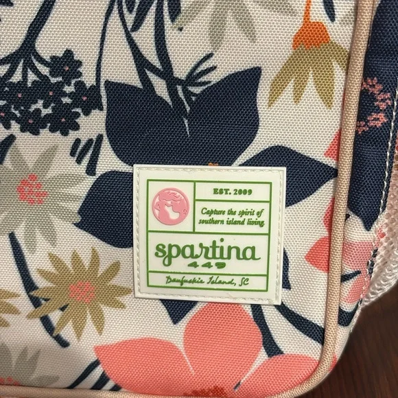 Spartina 449 Floral Backpack - Navy, Coral, Olive - Picture 3 of 10
